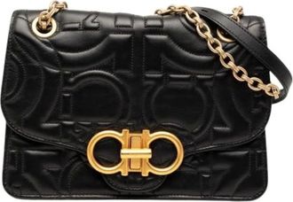 Ferragamo Pre-owned Cross Body Bags, female, Black, Size: ONE SIZE Pre-owned Leather Shoulder Bag