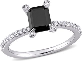 Mimi & Max 1 1/10ct TW Black White Diamond Ring 10k White Gold