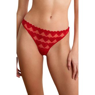 Etam Desir Heart Embroidered Tanga Thong at Nordstrom, Size Xx-Small