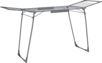 Songmics Tendedero de alas para ropa y toallas de metal de color gris