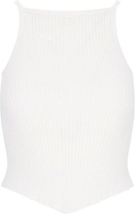Courrèges Ribbed Knit Top - White