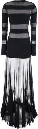 Norma Kamali Black Long Dress With Semi-sheer Design And Flared Skirt In Tech Fabric Woman