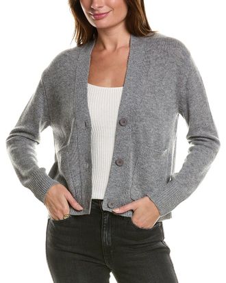 Forté Cashmere Pocket V-Neck Wool & Cashmere-Blend Cardigan