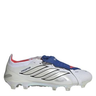 adidas Mens Predator Elite Fold Over Tongue Firm Ground Football Boots in White/Blue - Size UK 10.5