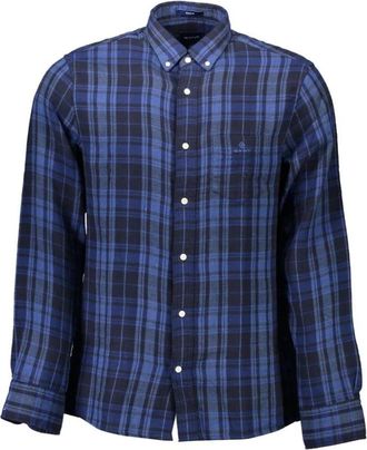 GANT Blauw Katoenen Overhemd - Heren - Casual Overhemden - Blauw - S - Katoen - Overhemden