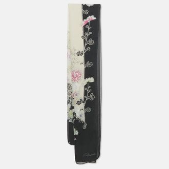 Roberto Cavalli Multicolor Floral Printed Silk Scarf
