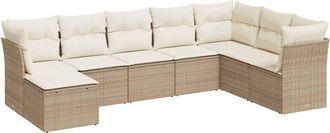 vidaXL Vidaxl - Juego De Sof&aacute;s De Jard&iacute;n Con Cojines Beige 8 Pzas Rat&aacute;n Pe