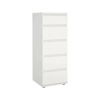 Dmora Dmora - Cajonera Abelarda, C&oacute;moda Multiusos, C&oacute;moda De Dormitorio, Gabinete Con Cajones, 40x40 H107 Cm, Blanco