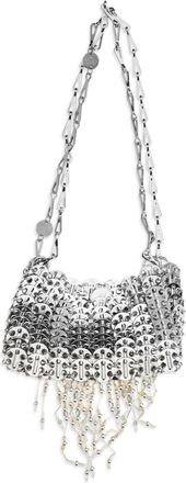 Paco Rabanne Womens Nano 1969 Pearl Fringe Shoulder Bag Nacre - Gris Stainless Steel; Brass; Glass