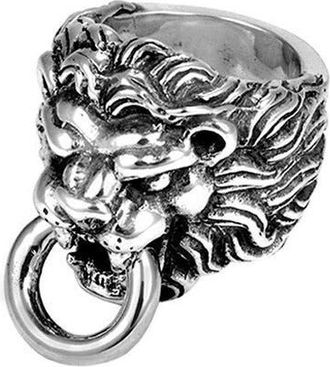 King Baby Studio Lions Head Ring in Silver at Nordstrom, Size 12