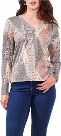 Tribal V-Neck Combo Print In Nordic Stone