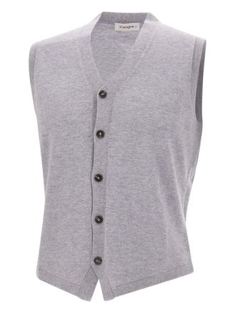 KANGRA v-neck horn-button vest - men - Wool - 54 - Blacks and greys