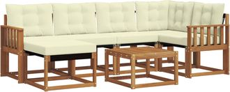 vidaXL Conjunto De Sof&aacute;s De Exterior 7 Uds. Natural Y Crema Vidaxl