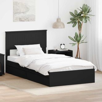vidaXL vidaXL Letto con Contenitore Nero 100 x 200 cm Legno multistrato