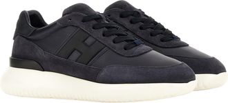 Hogan Mens Sneakers Interactive&sup3; Blue Blue-Navy External: Calfskin Trainers Blue/navy