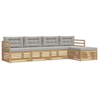 vidaXL Conjunto De Sof&aacute;s De Exterior 5 Pcs Blanco Y Gris Claro Vidaxl