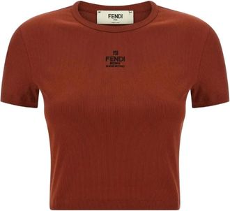 Fendi T-shirt con logo - Marrone