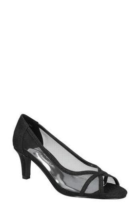Easy Street Picaboo Peep Toe Pump in Black Glitter at Nordstrom Rack, Size 5.5
