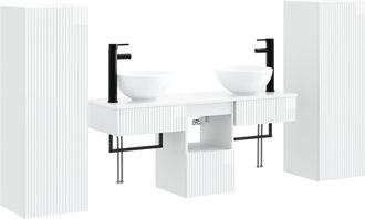 vidaXL Juego De Muebles De Ba&ntilde;o 5 Uds. Blanco Brillante Vidaxl