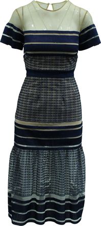 Self Portrait Self Portrait Striped Mesh Column Dress in Multicolor Polyester