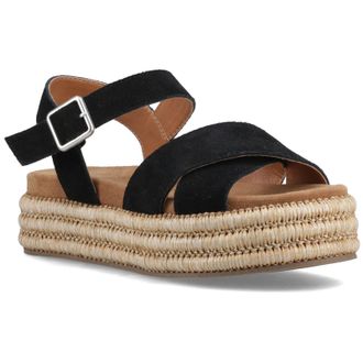 Hush Puppies Rosa Rafia Leather Womens Black Sandals - Size UK 4