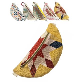 Generic Vintage-Inspired Patchwork Quilted Sling Bag, Handmade Quilted Crossbody Shoulder Bag, Lightweight Curved Design ( C)