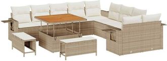 vidaXL Conjunto De Sof&aacute; De Jard&iacute;n 13 Pcs Beige Polirat&aacute;n Vidaxl
