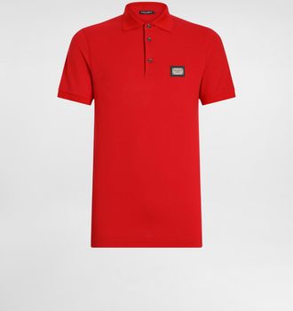 Dolce & Gabbana Cotton Piqu&eacute; Polo-shirt With Branded Tag - Man T-shirts And Polos Burgundy Cotton 44