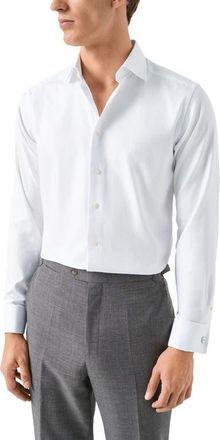 Eton Contemporary Fit Diamond Weave Dress Shirt in White at Nordstrom, Size 14.5