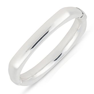 MAX + STONE 925 Sterling Silver 7 Inch Polished Squared Bracelets with Hinged Clasp