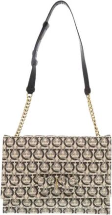 Ferragamo Pre-owned Shoulder Bags, female, Multicolor, Size: ONE SIZE Pre-owned Canvas Shoulder Bag
