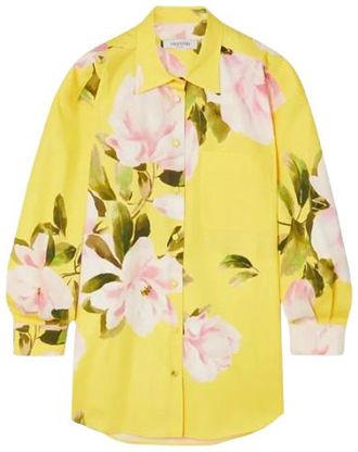 Valentino Garavani Valentino Yellow Floral Print Mini Shirt Dress Size 38