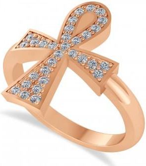 Allurez Diamond Ankh Egyptian Cross Ring 14K Rose Gold (0.31ct)