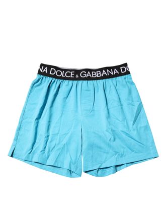 Dolce & Gabbana Mens Blue Logo Waist Regular Boxer Shorts Underwear Light Cotton Elastane