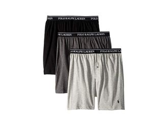 Polo Ralph Lauren Classic Fit w/ Wicking 3-Pack Knit Boxers Mens Underwear Andover Heather/Madison Heather/Black : SM, Cotton