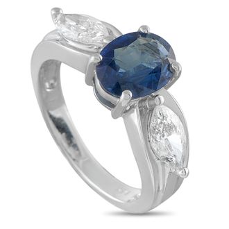 Luxury Bazaar 14K White Gold 1.01ct Diamond and Sapphire Ring MF19-062426