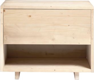 Hannun Mesita de noche de madera maciza de abeto en color beige