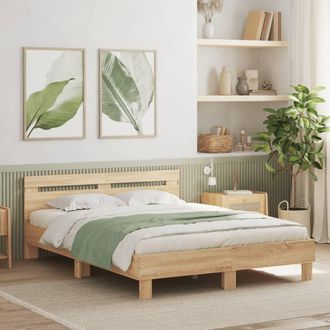 Berkfield Home Bed Frame without Mattress Sonoma Oak 150x200 cm King Size in Brown