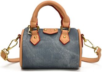 Generic Exquisite Mini Small Cylinder Handbag Womens High-end One-shoulder Crossbody Bag(Denim,A)