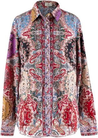 Etro Paisley Print Cotton Slim Fit Shirt Size L