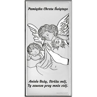 OEM Cuadro Plateado &Aacute;ngel De La Guarda - &Aacute;ngel De Dios... - Recuerdo De Bautismo 6656 6 X 14 Cm