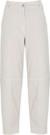 PANICALE Panicale, Broeken, Dames, Beige, S, Katoen, Ribgebreide katoenen broek