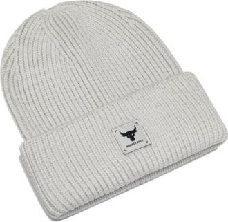 Under Armour Project Rock Beanie Hat White Navy 1380009-114