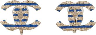 Chanel gold blue Metal Clip Earrings (Pre-Owned)
