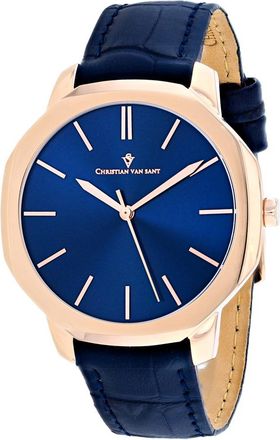 Christian Van Sant Octavius Slim Quartz Blue Dial Mens Watch CV0535