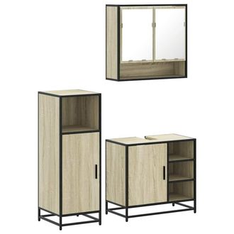 Berkfield Home 3 Piece Bathroom Furniture Set Sonoma Oak Engineered Wood in Light Brown