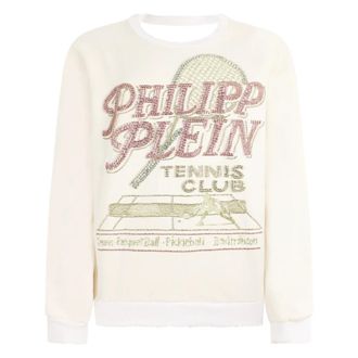 Philipp Plein Open Back Sweatshirt Tennis Club - Dames - Sweatshirts - Beige - XS - Katoen - Hoodies & sweatvesten