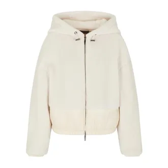 Emporio Armani Zip-throughs, female, Beige, Size: S Sherpa Blouson with Hood and Zip