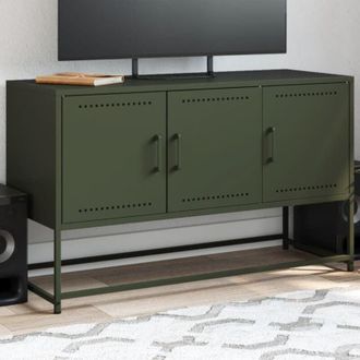 vidaXL Mobile tv Verde Oliva 100,5x39x60,5 cm in Acciaio - Vidaxl