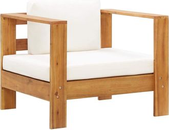 vidaXL Vidaxl - Silla De Jard&iacute;n Con Coj&iacute;n Madera Maciza De Acacia Color Crema